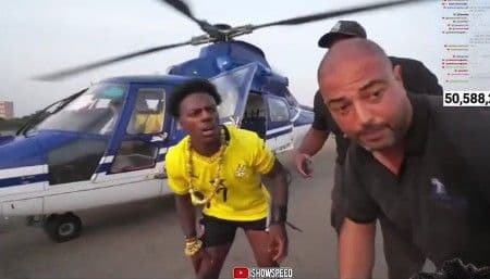 Celebrated Streamer, IShowSpeed, Escapes Helicopter Blades Mishap in Ghana *saved by pilot